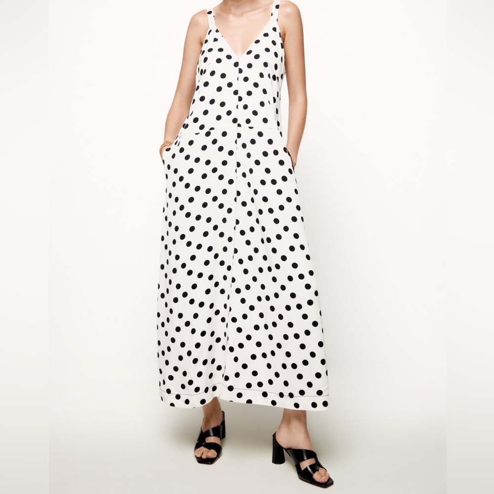 ZARA STUDIO POLKA DOT SLIP MAXI DRESS - Picture 11 of 16